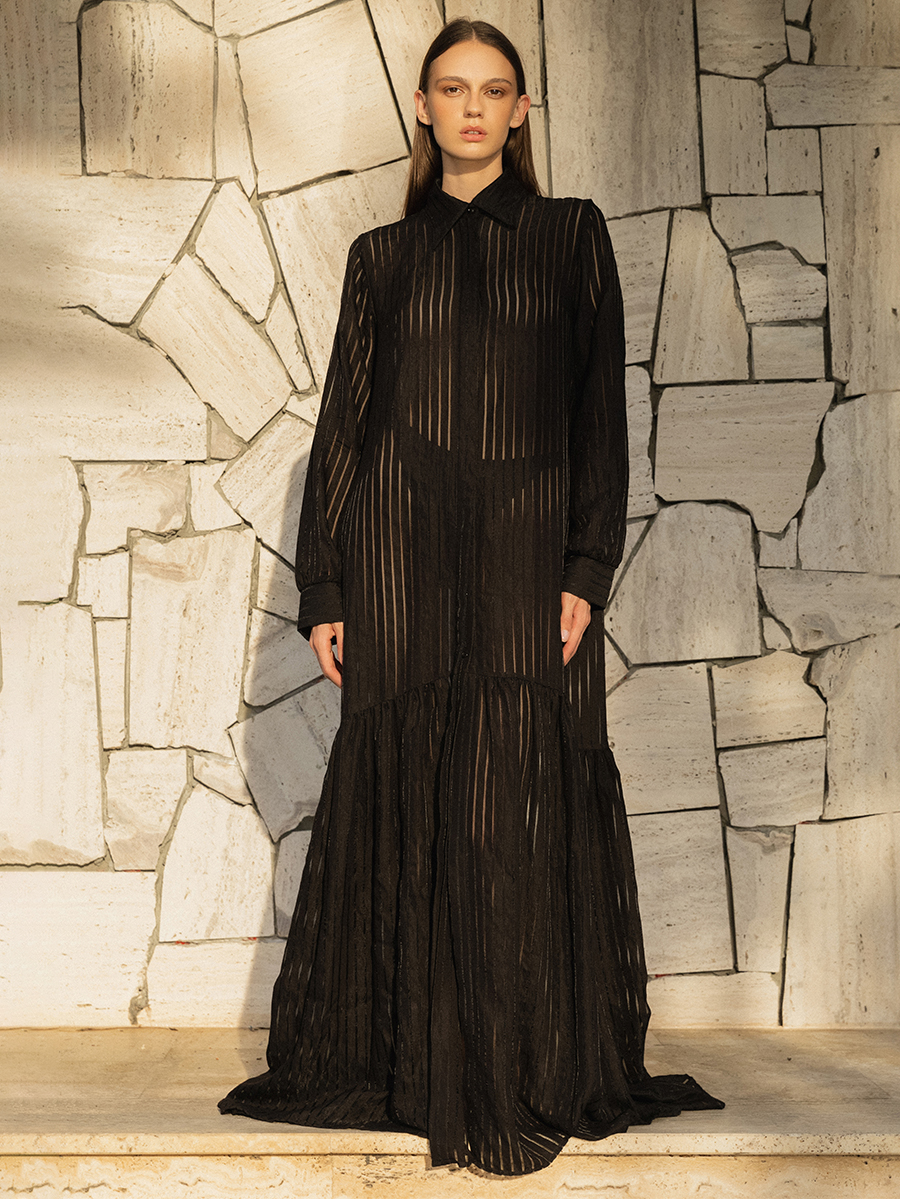 Long dress in viscose / black  